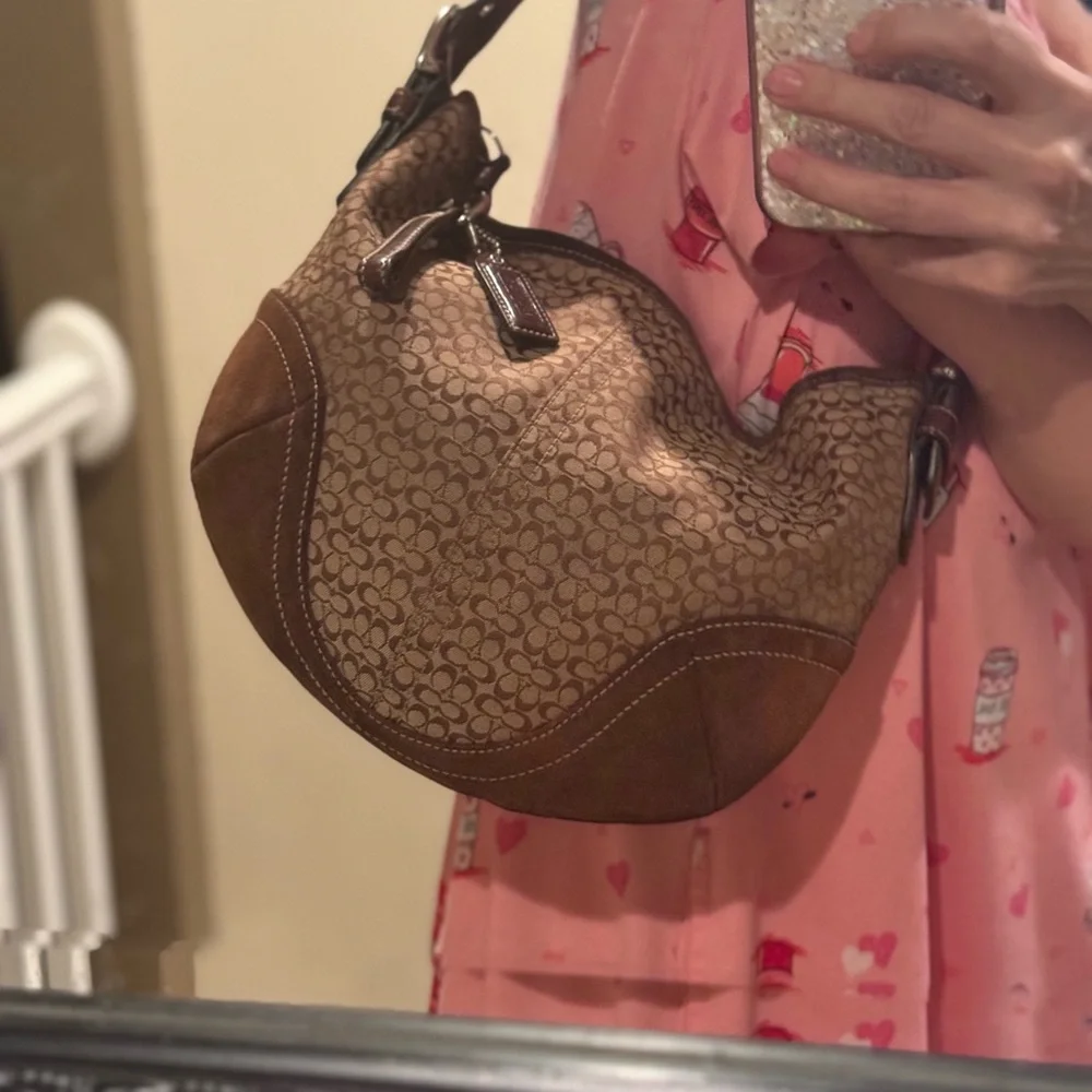 Coach Small Mini C Signature and Suede SoHo Hobo Bag